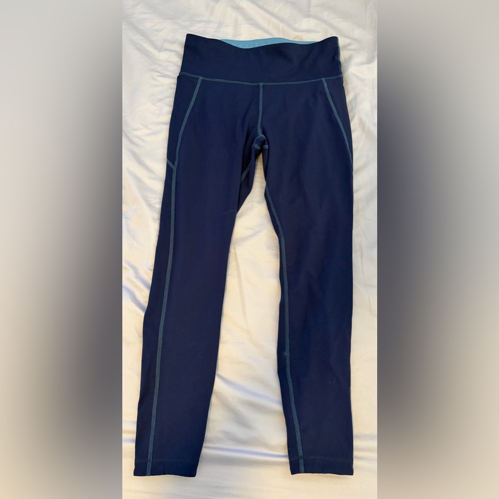 Lands End Women’s Reversible Leggings Size M 10-12 Blue Light And Dark